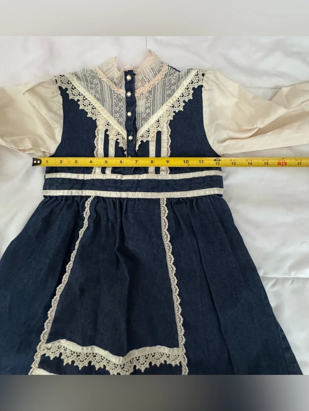Gunne Sax Navy and Cream Lace Trim Girls' Dress